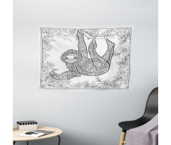 Outline Drawing Jungle Wide Tapestry