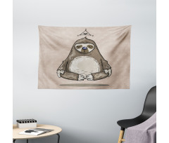 Cartoon Sloth Meditates Wide Tapestry