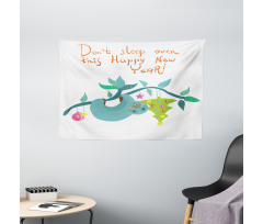 Childish Doodle New Year Wide Tapestry
