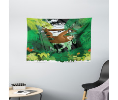 Vibrant Rainforest Plants Wide Tapestry