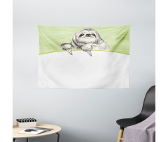 Idle Sloth Abstract Green Wide Tapestry