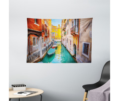 Vibrant Canal Gondolas Wide Tapestry