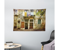 Grunge Building Facade Wide Tapestry