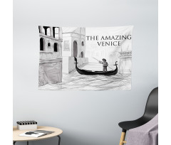 Canals Child Gondolier Wide Tapestry