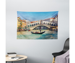 Sunny Day in City Travel Wide Tapestry