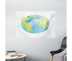 Watercolor Style Planet Wide Tapestry