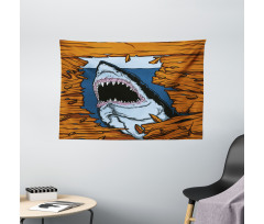 Wild Fish Wooden Plank Wide Tapestry
