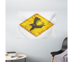 Caution Sgn Sharp Teeth Wide Tapestry
