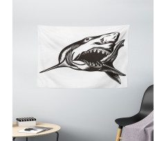 Wild Fish with Open Mouth Wide Tapestry