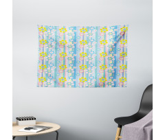 Abstract Spring Daisies Wide Tapestry