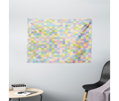 Colorful Squares Mosaic Wide Tapestry