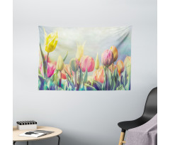 Tulips Flower Bed Park Wide Tapestry