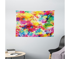 Vivid Messy Watercolors Wide Tapestry