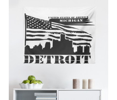 Ülkeler ve Şehirler Mikrofiber Geniş Duvar Halısı Michigan Detroit Desenli