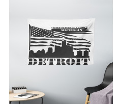 USA Flag Grunge City Wide Tapestry