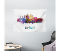 Watercolor Art Skyline Wide Tapestry