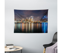 Night Time Cityscape Wide Tapestry