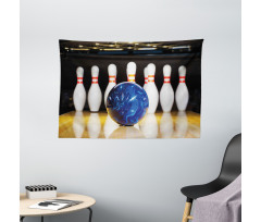 Blue Ball on Lane Wide Tapestry