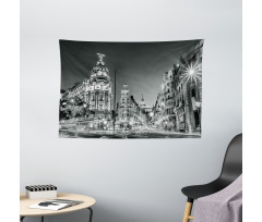 Madrid at Night Wide Tapestry