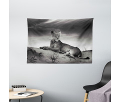 Wild Lioness Wide Tapestry