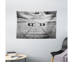 Old Pier on Sea Wide Tapestry