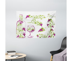 Bottle Glass Grapevines Wide Tapestry