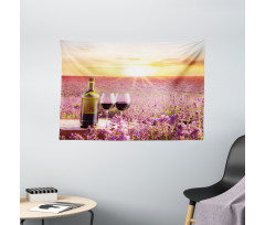 Blooming Lavender Picnic Wide Tapestry