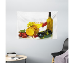 Red White Wine Mini Themed Wide Tapestry