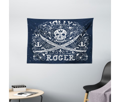 Pirates Jolly Roger Flag Wide Tapestry