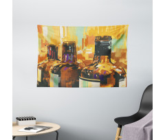 Bottles Brushstrokes Art Wide Tapestry