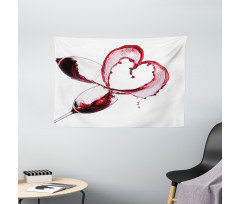 Heart Shape Spilling Wine Wide Tapestry