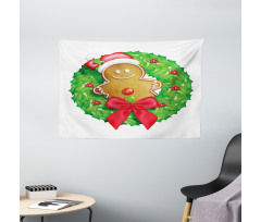 Xmas Wreath Wide Tapestry