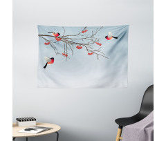 Bullfinch Birds Branches Wide Tapestry