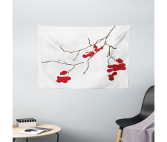 Plant with Snow Wide Tapestry
