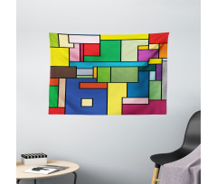 Vivid Mondrian Squares Wide Tapestry
