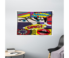 Comic Book Pattern Wide Tapestry