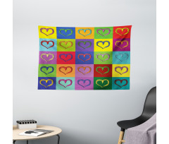 Vivid Heart Colorful Square Wide Tapestry