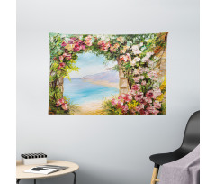 Antique Arch Rose Petals Wide Tapestry