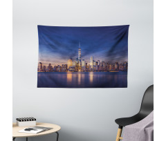 New York Skyline Evening Wide Tapestry