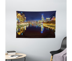 Night in Melbourne River Wide Tapestry