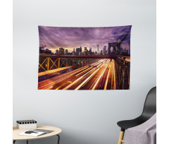 Brooklyn Bridge Traffic Wide Tapestry