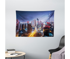 Night Dubai Tourist Travel Wide Tapestry