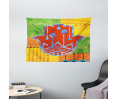 Colorful Frame Tribal Wide Tapestry