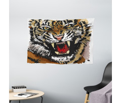 Angry Eyes Sketch Art Wide Tapestry