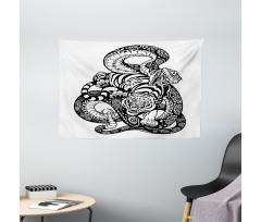 Snake and Tiger Pattern Wide Tapestry