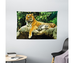 Big Cat Resting in Forest Wide Tapestry