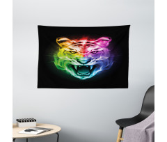 Abstract Feline Colorful Wide Tapestry