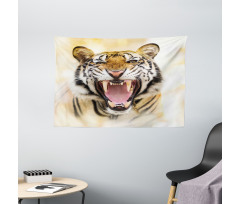 Young Panthera Growling Wide Tapestry