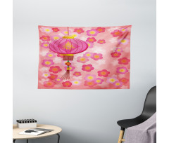 Cherry Blossom New Year Wide Tapestry
