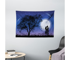 Romantic Man Woman Hug Wide Tapestry